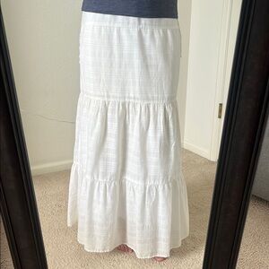 White Tiered Maxi Skirt for Casual Wear